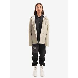 NWT RAINS Short Hooded Coat Cement L